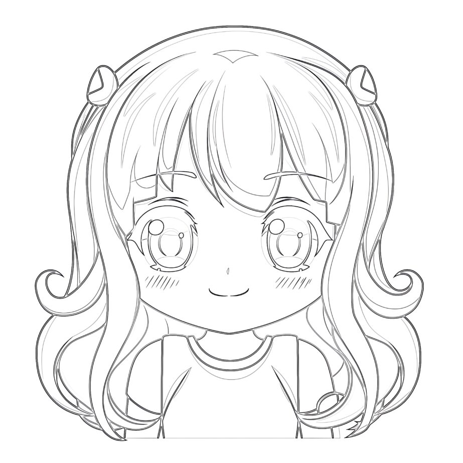 Kawaii Anime Girl Coloring Page