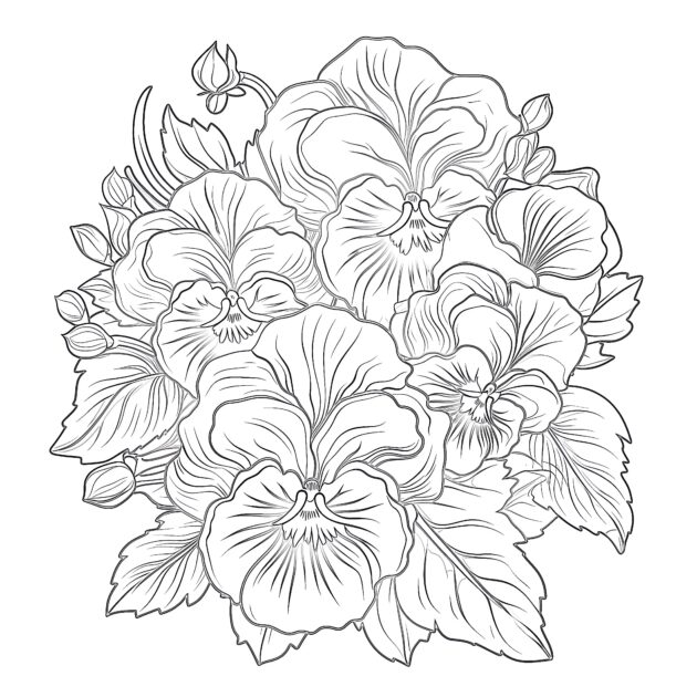 Printable Pansy Coloring Page - Mimi Panda