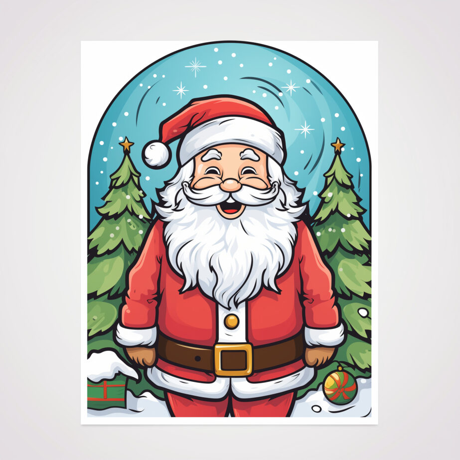Christmas Card With Santa Coloring Page 2Original image
