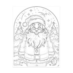 Christmas Card With Santa - Printable Coloring page