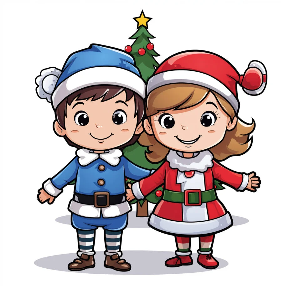 Christmas Friends Coloring Page 2