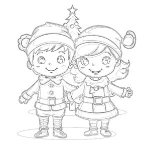 Christmas Friends Coloring Page