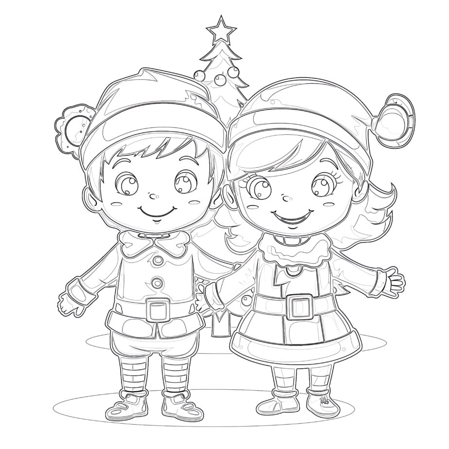 Christmas Friends Coloring Page