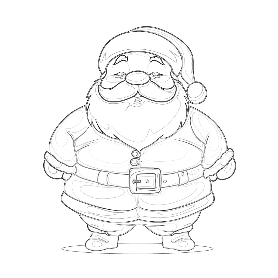 Chubby Santa Coloring Page