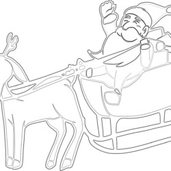 Santa Claus on Sleigh - Printable Coloring page