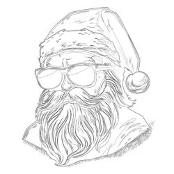 Cool Santa - Printable Coloring page