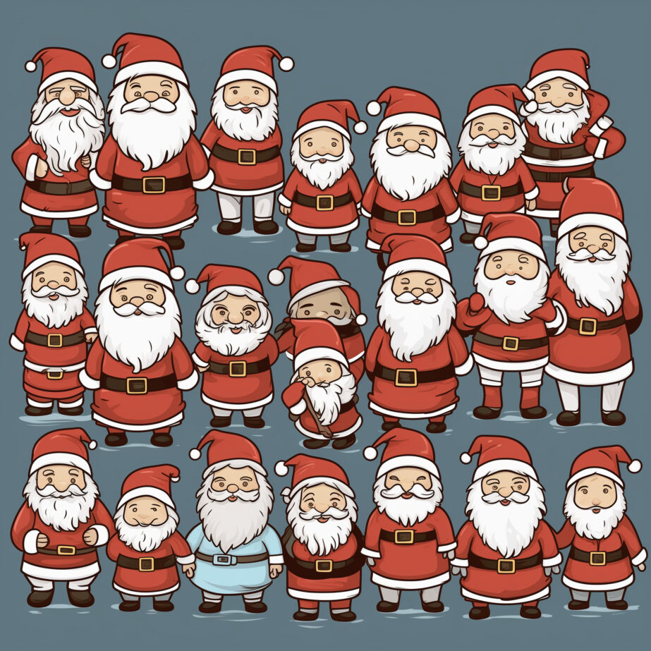 Many Santas coloring Page 2Original image