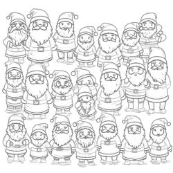 Many Santas - Printable Coloring page