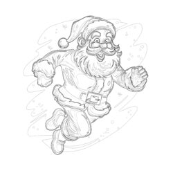 Santa Claus on Sleigh - Printable Coloring page
