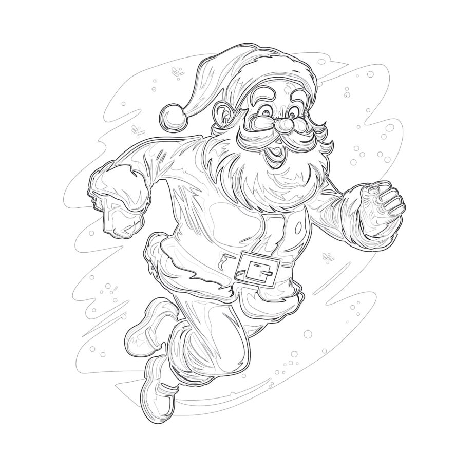 Run Santa Coloring Page