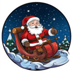 Santa Claus on Sleigh Coloring Page 2