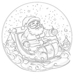 Chubby Santa - Printable Coloring page