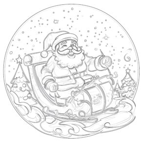Santa Claus on Sleigh Coloring Page