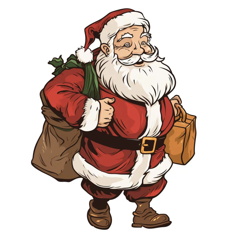Weihnachtsmann mit Sack Färbung Seite | Ausmalbilder Mimi Panda, حجم الصورة 923x923