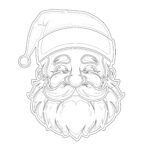 Visage De Père Noël Avec Moustache Page À Colorier