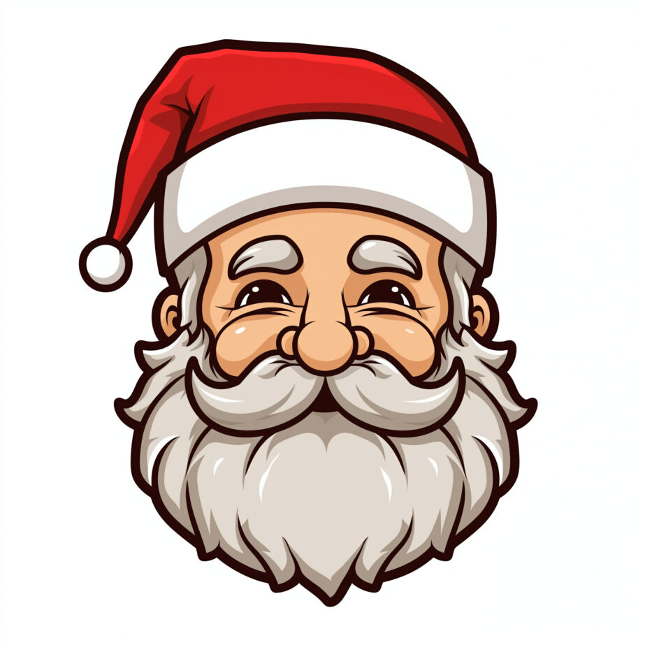 Santa Face with Mustache Coloring Page 2Original image
