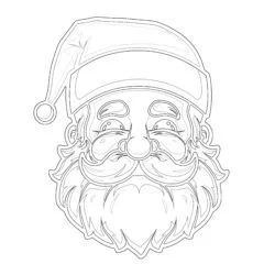 Santa Face with Mustache - Printable Coloring page