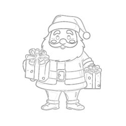 Santa With Gifts - Printable Coloring page