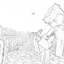 Minecraft Village vs Pillage - Coloring page