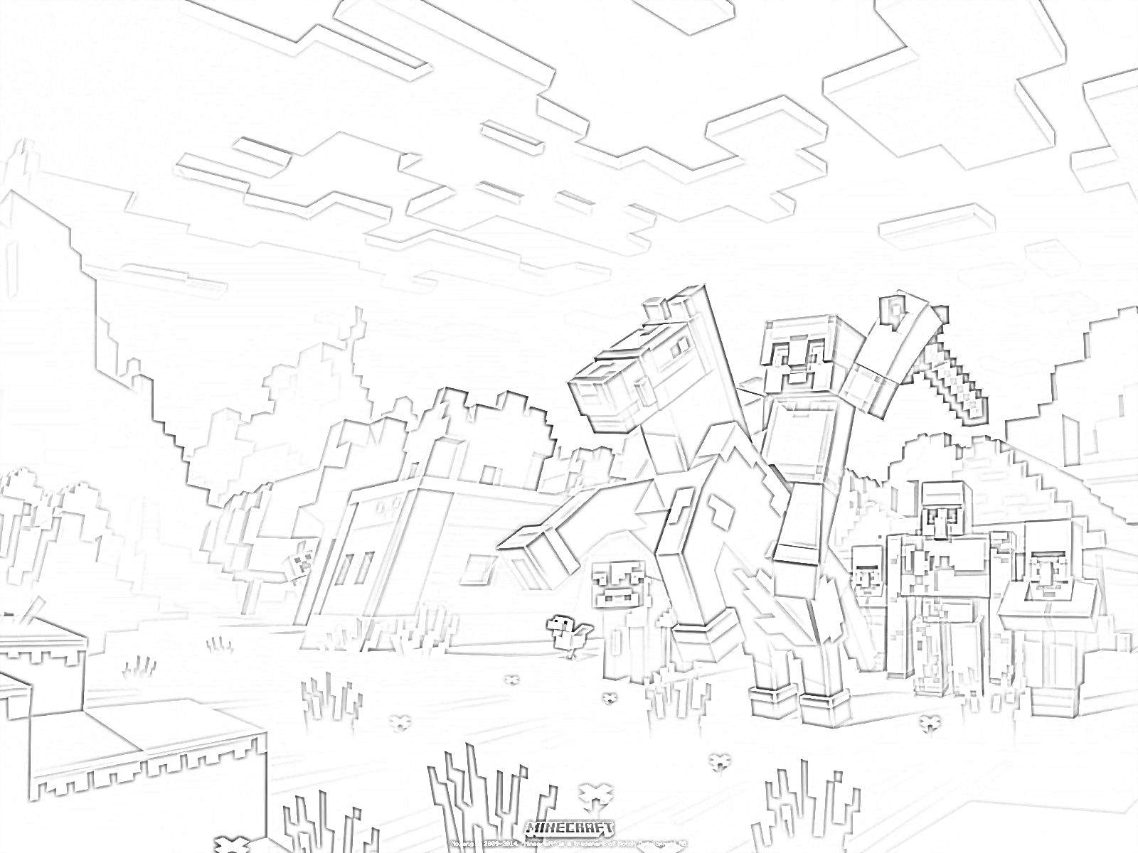 Minecraft Horse - Coloring page
