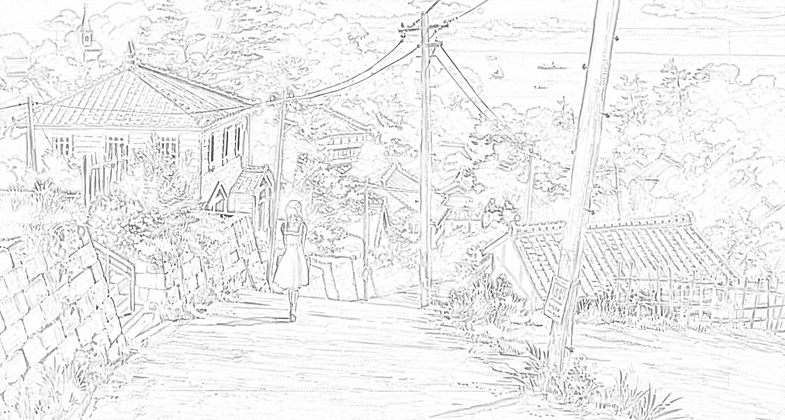 Anime Landscape coloring page - Mimi Panda