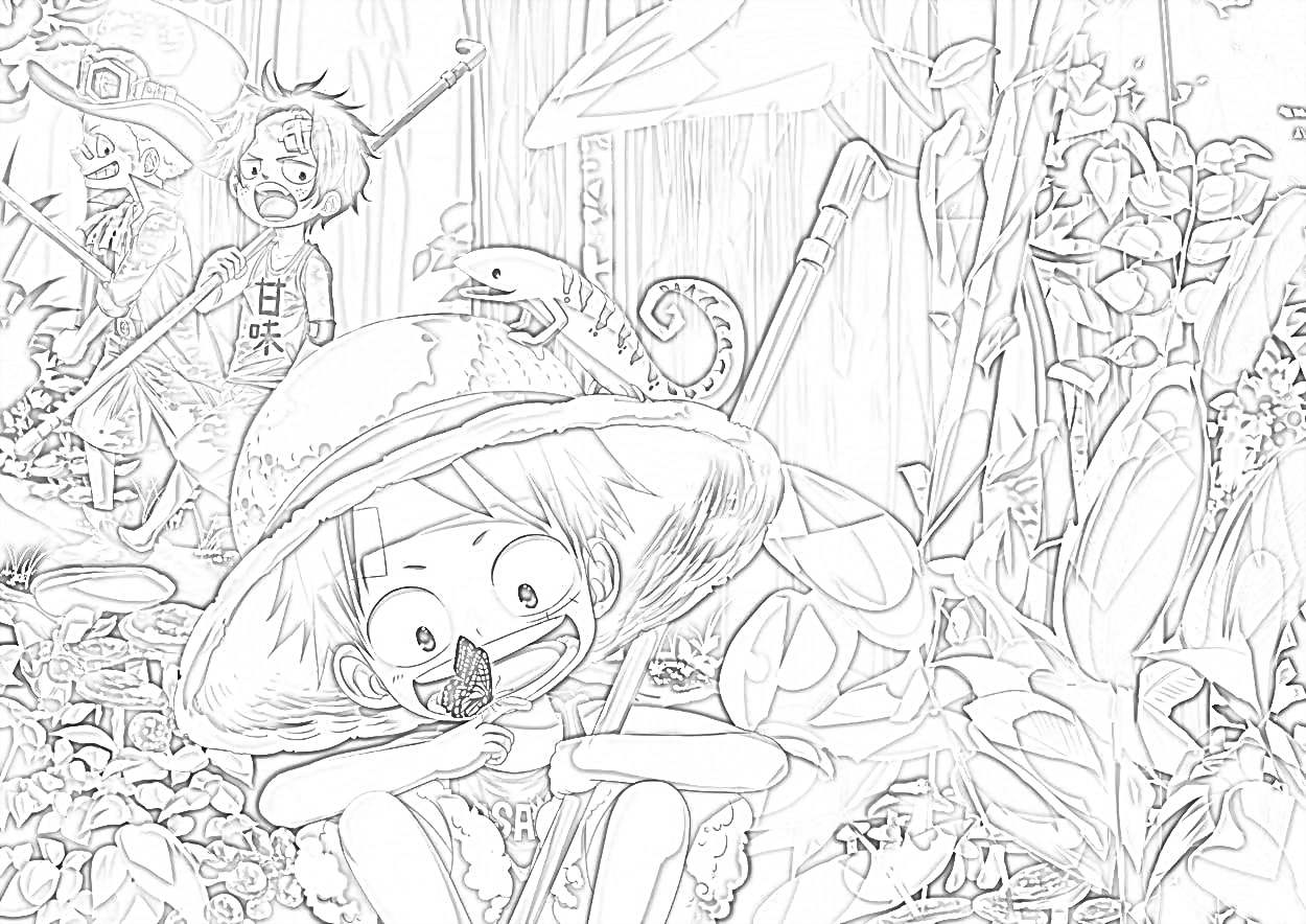 Anime Monkey D. Luffy coloring page - Mimi Panda