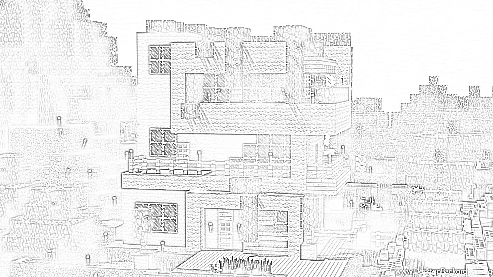 Minecraft House Tutotial - Coloring page