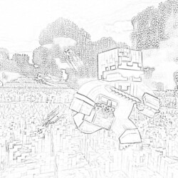 Minecraft Village vs Pillage - Coloring page