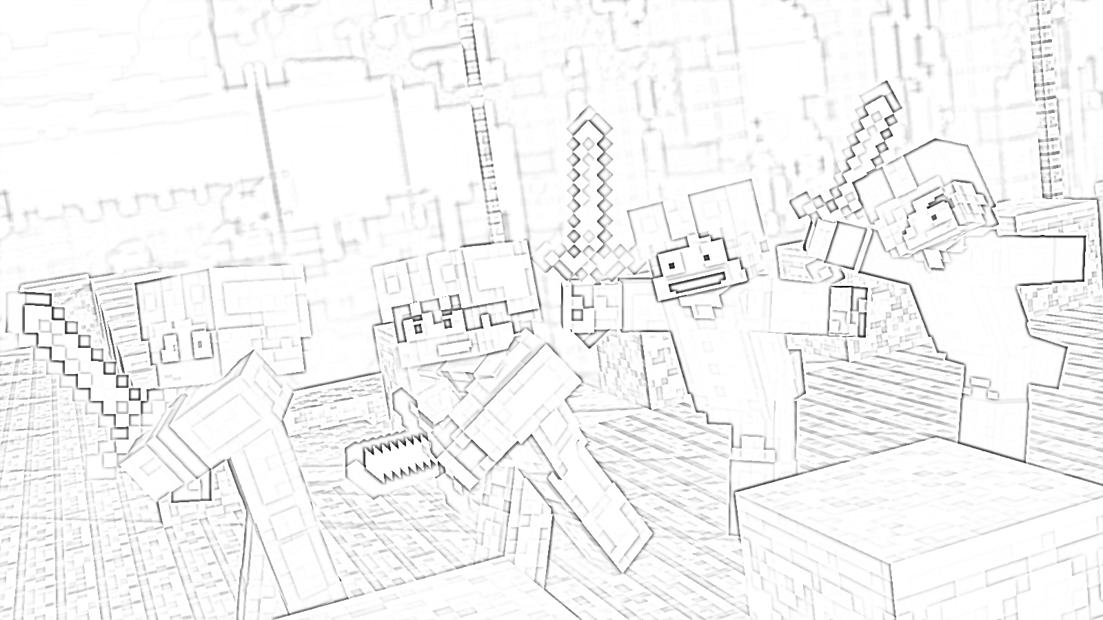 Minecraft Bedwars - Coloring page