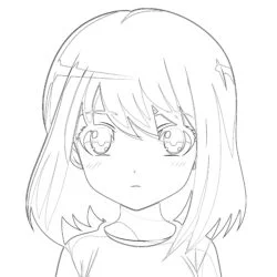 Anime Fille aux cheveux noirs - Page de coloriage imprimable