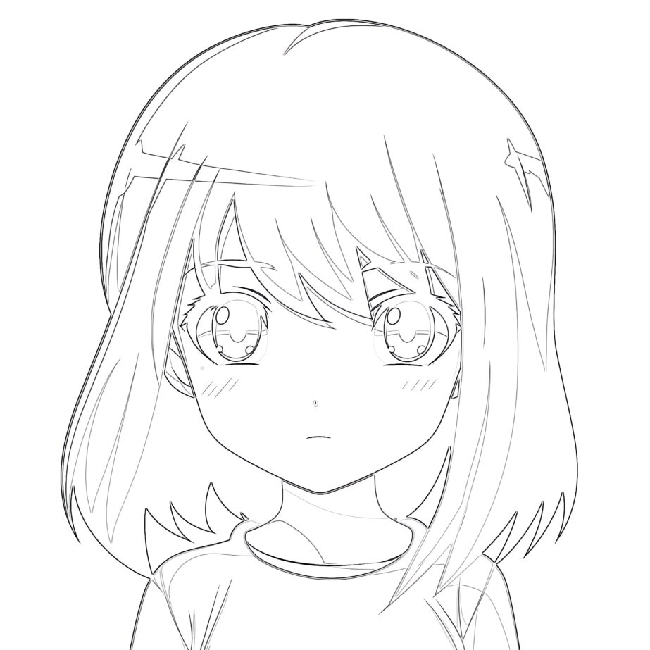 Anime Black Haired Girl Coloring Page
