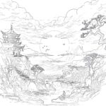 Anime Landscape Coloring Page