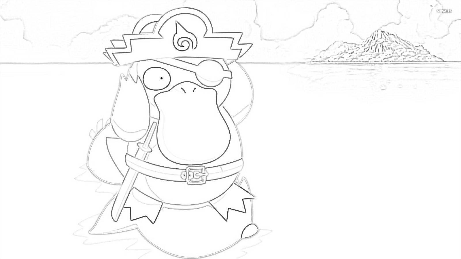 Psyduck Pirate - Coloring page