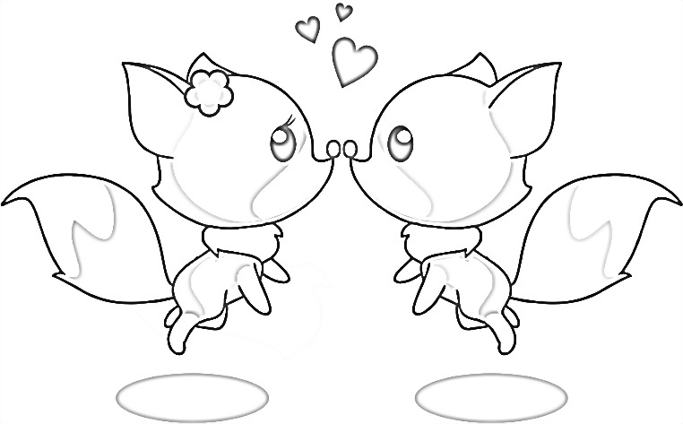 Two foxes - Printable Coloring page