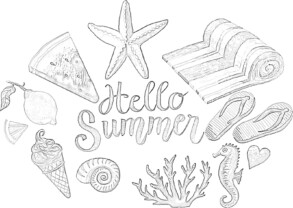 Hello Summer - Coloring page