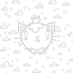 Princess Cat - Printable Coloring page