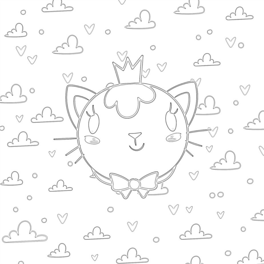 Princess Cat - Coloring page