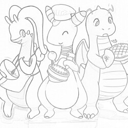 Pokemons with Cakes - Coloring page