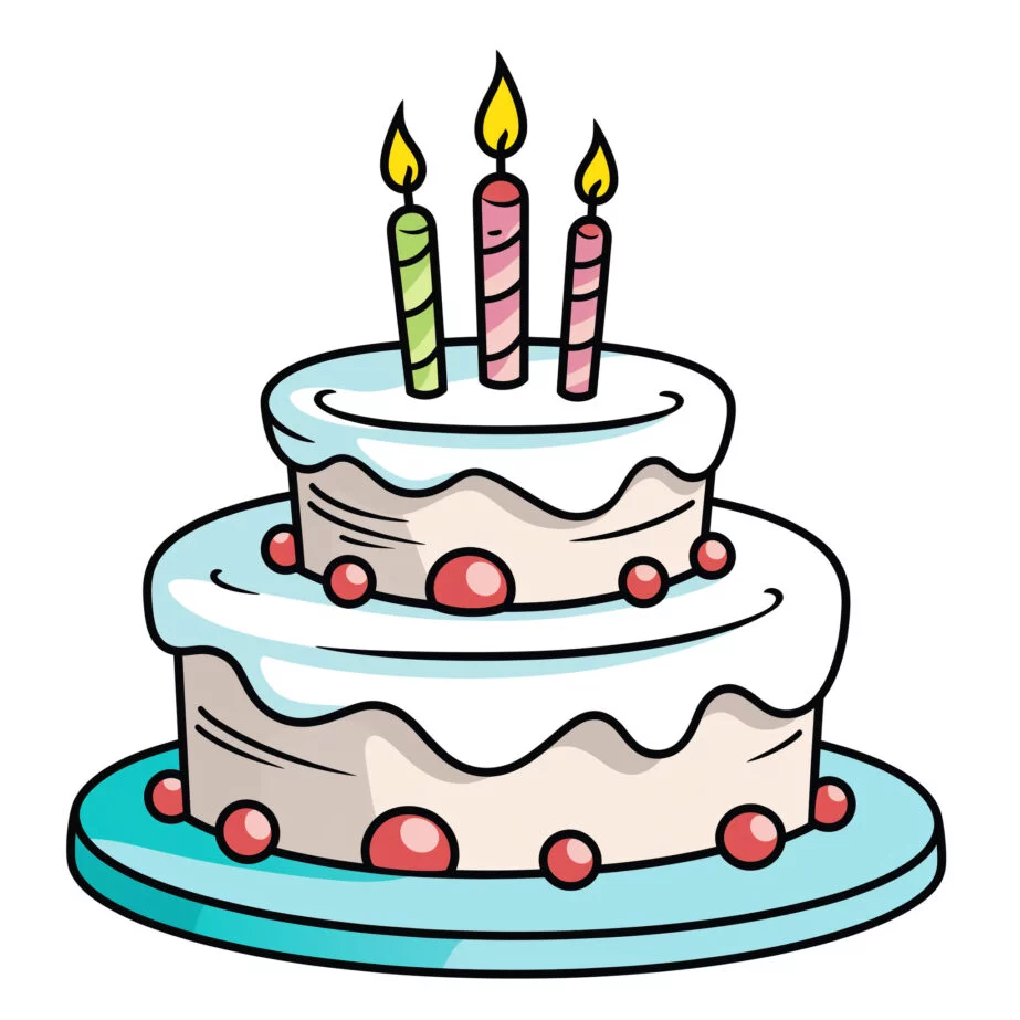 Birthday Cake Coloring Page 2