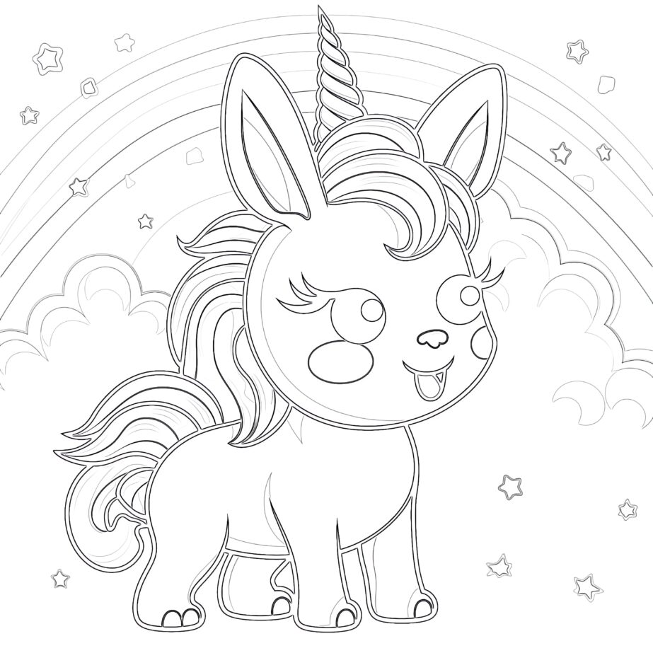 Bunny Unicorn Coloring Page