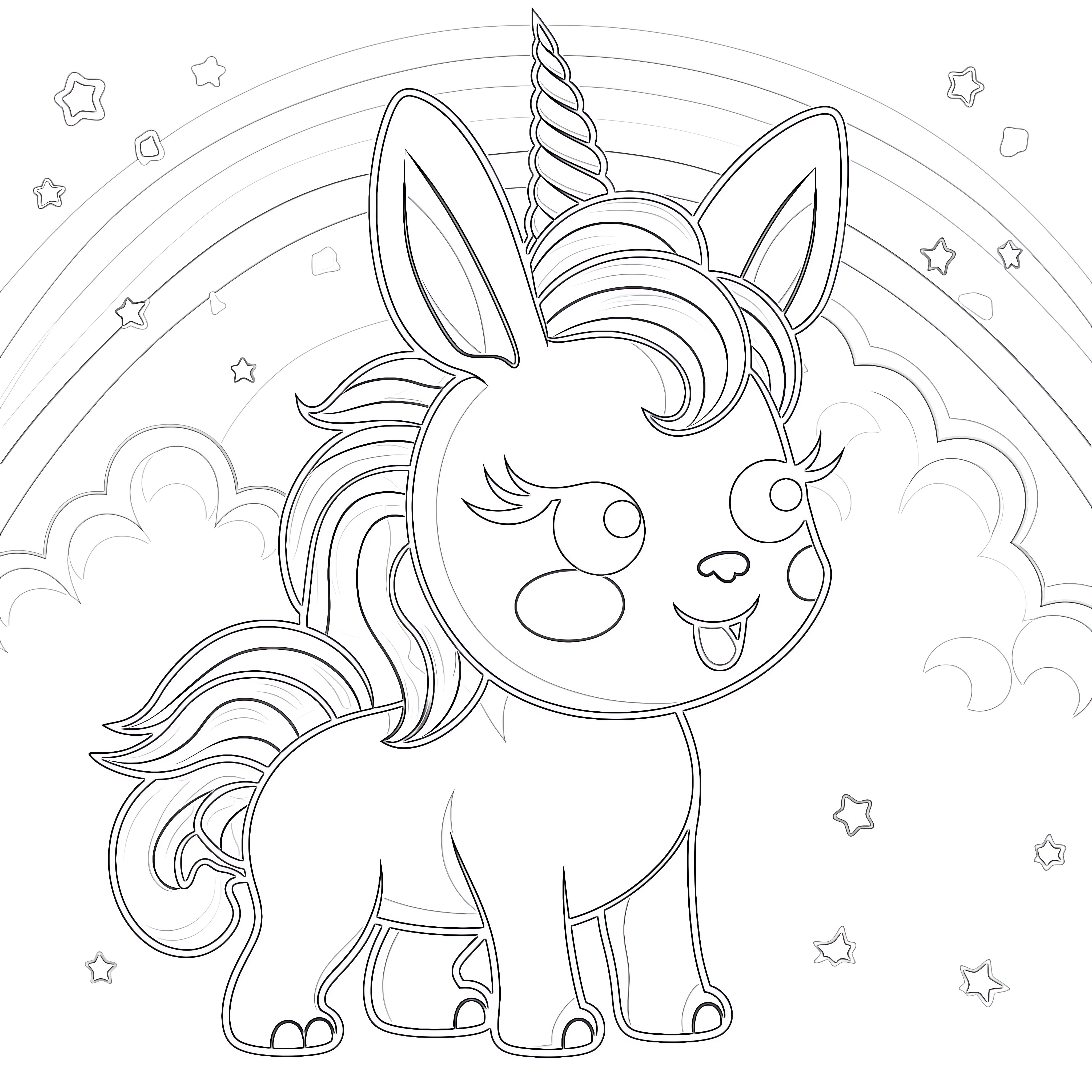 Cute Cartoon Unicorn Coloring Pages 2025 