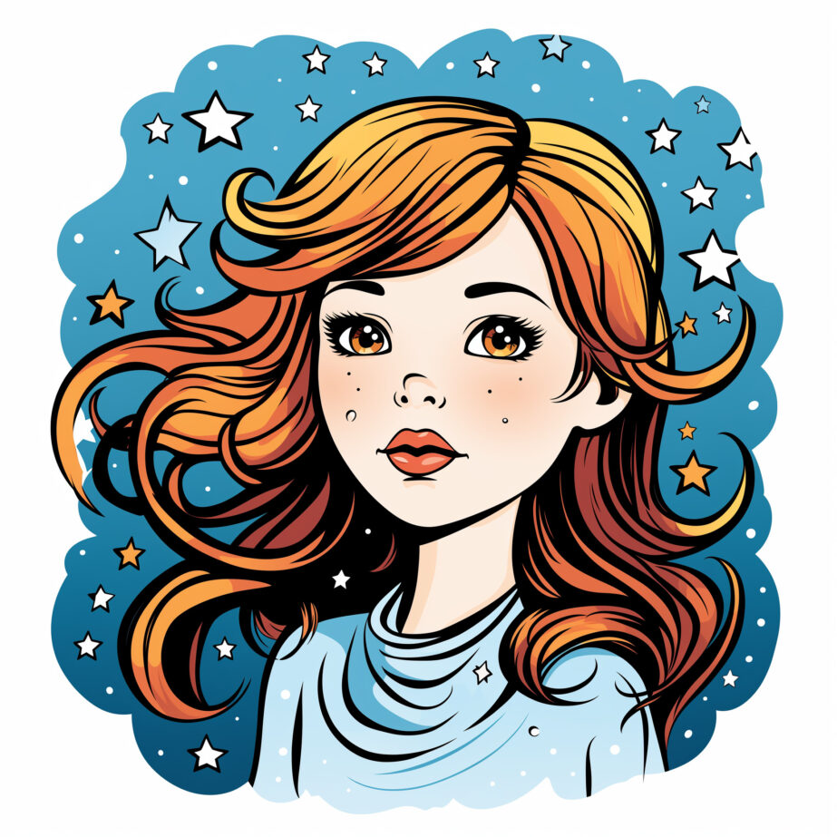 Girl With Stars Coloring Page 2