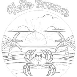 Hello Summer - Printable Coloring page