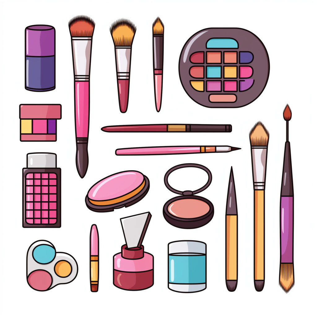 Printable Makeup Tools Coloring Page - Mimi Panda