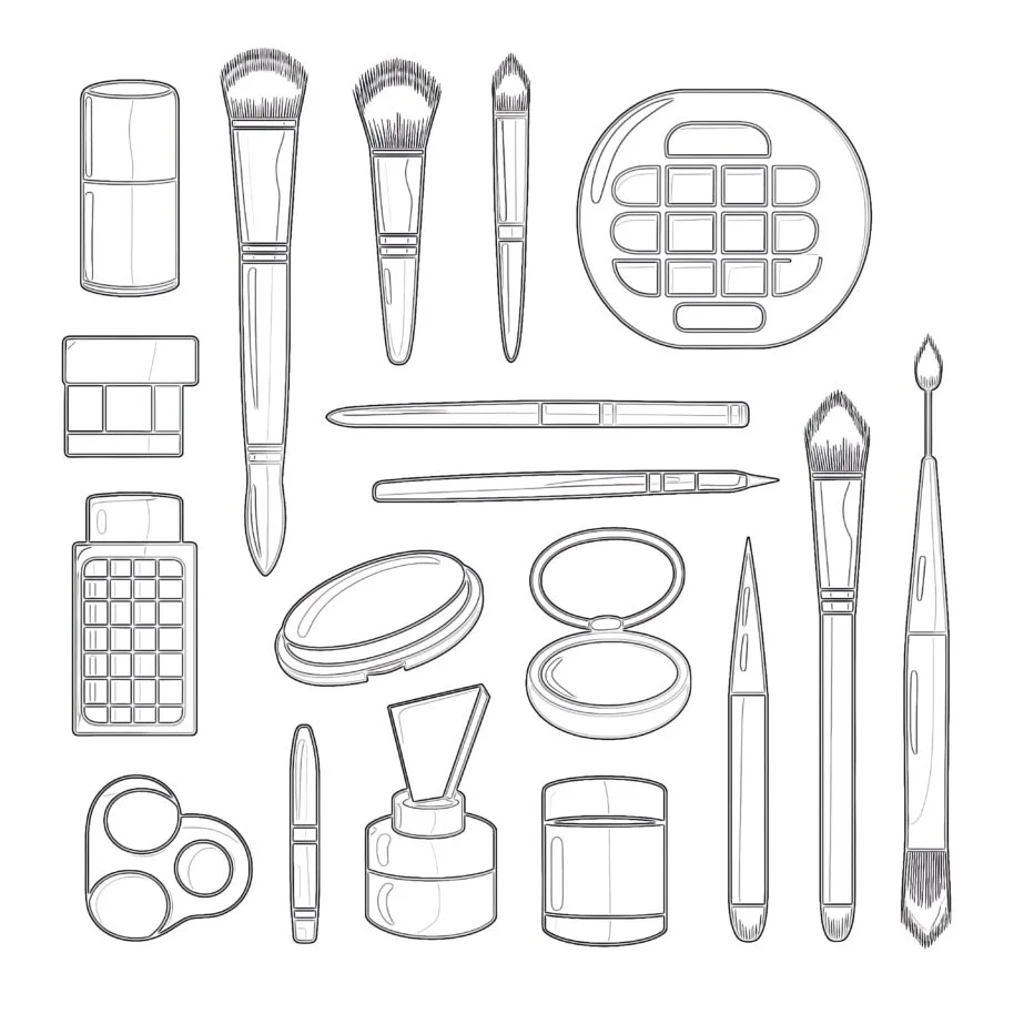 Makeup Tools Coloring Page