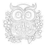 Hibou Avec Des Fleurs Page À Colorier