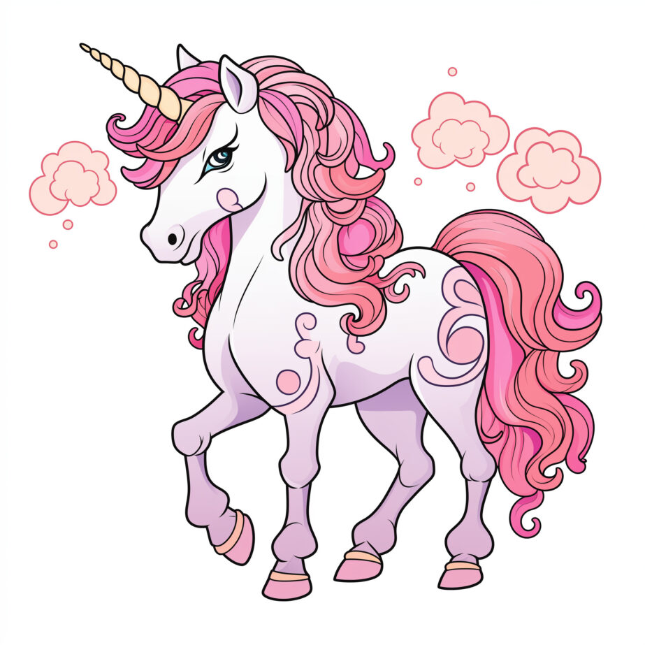 Pink Unicorn Coloring Page 2