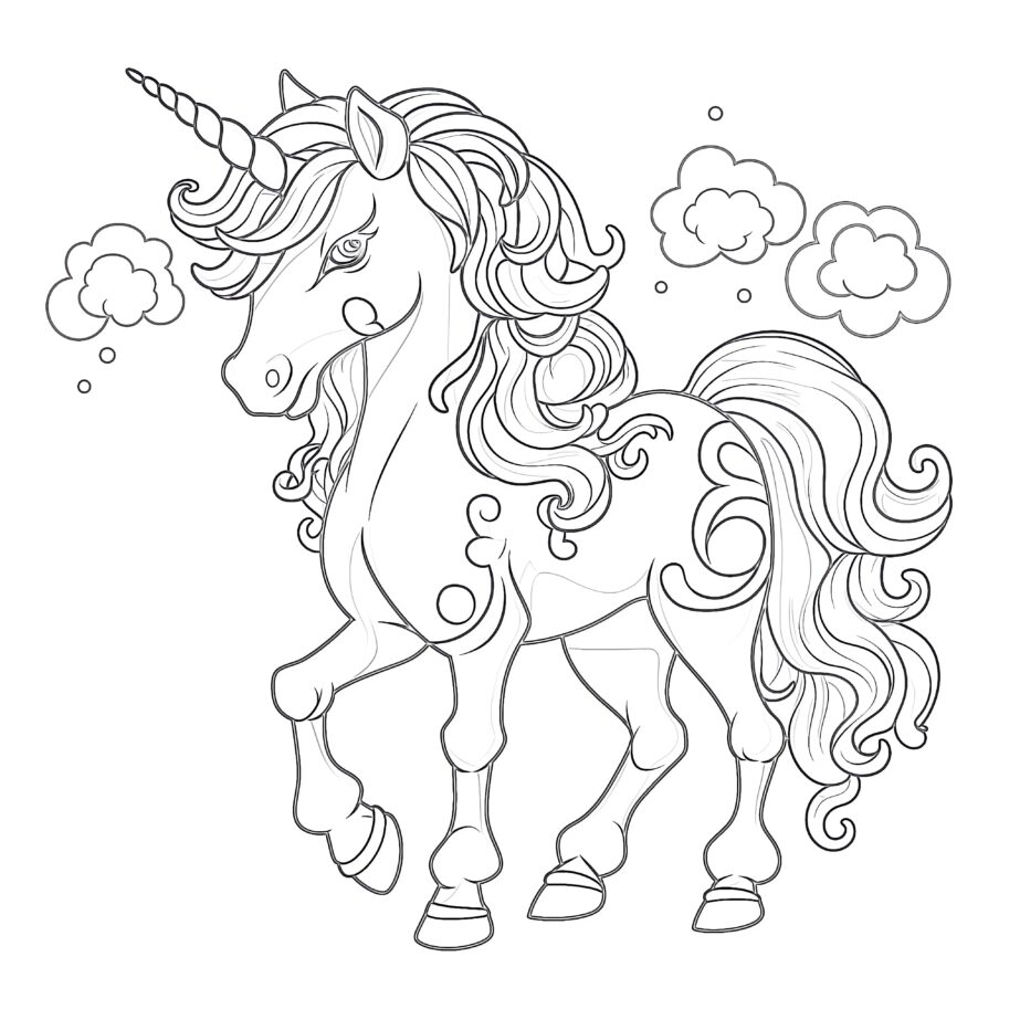 Pink Unicorn Coloring Page