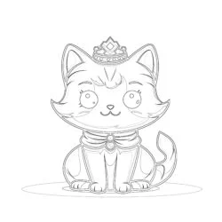 Princess Cat - Printable Coloring page