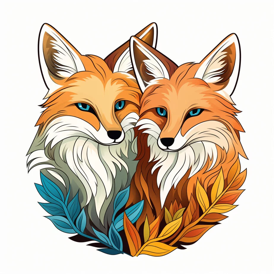 Two Foxes Coloring Page 2